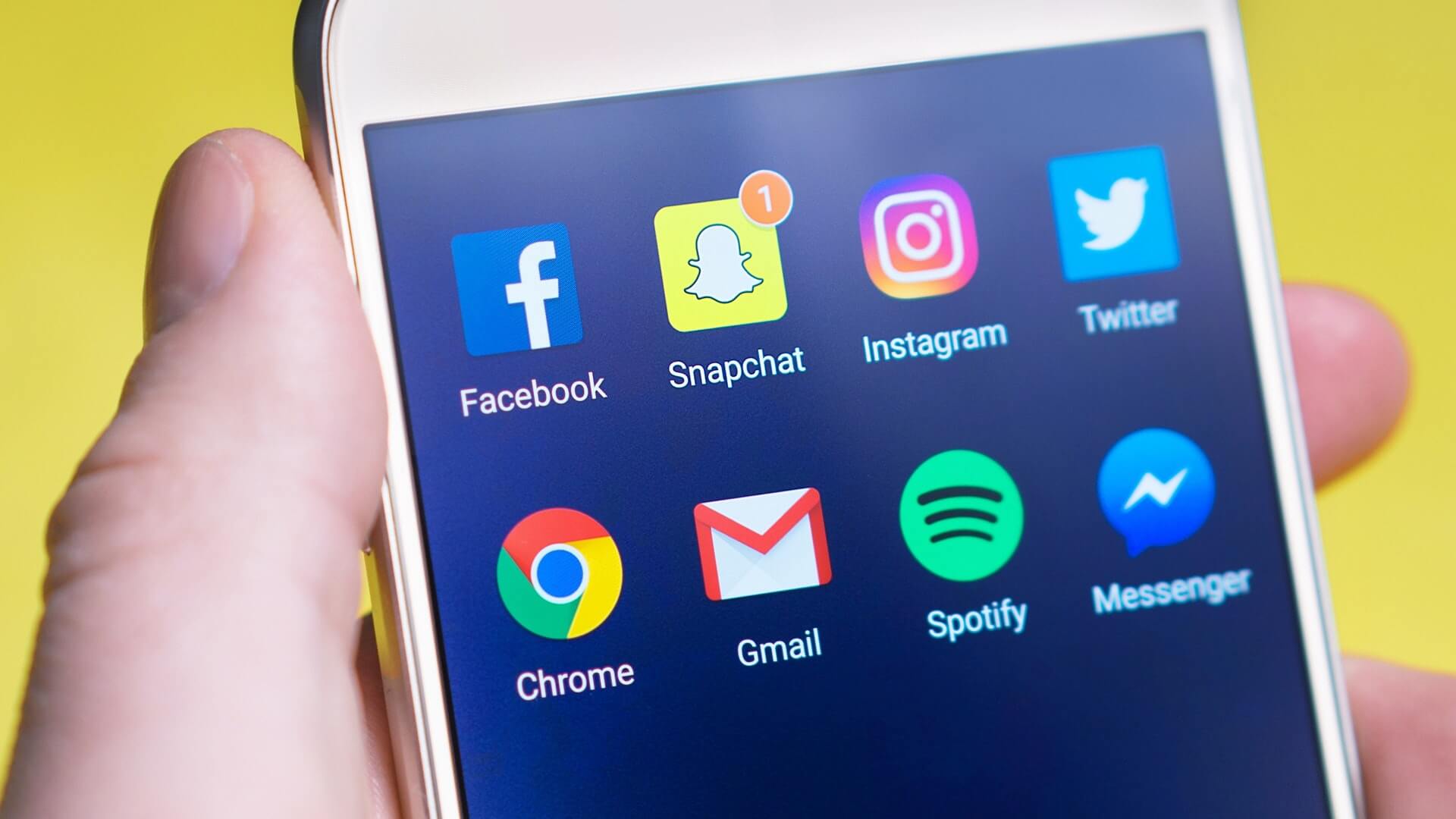 social media icons on a phone