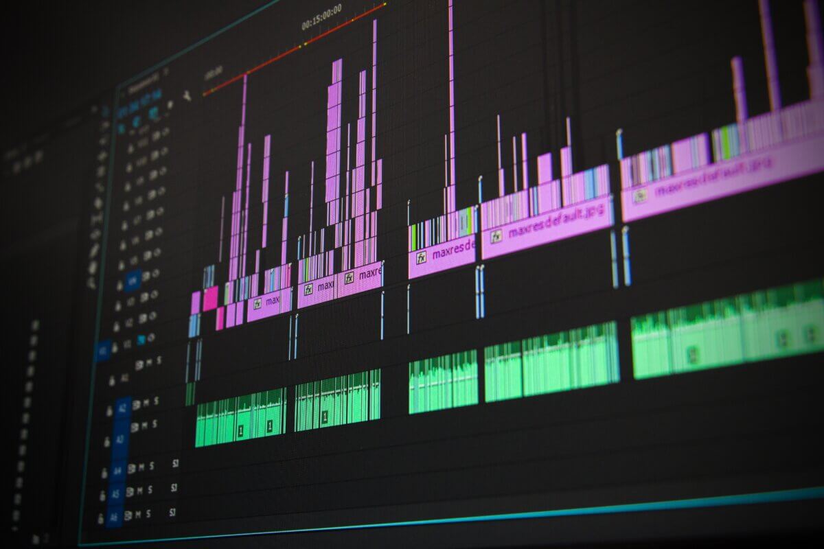 Video editing timeline in Premiere Pro.