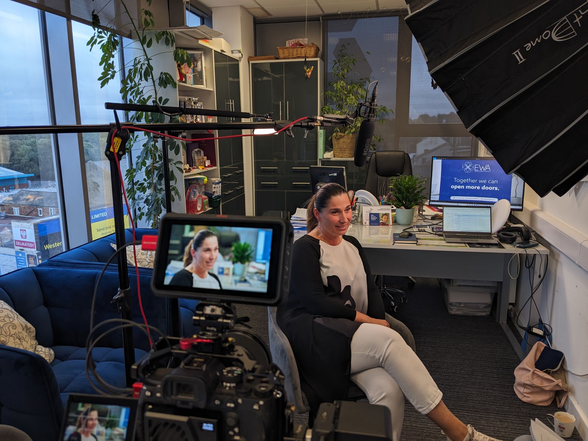 Bts of woman being filmed for a video production project in Birmingham