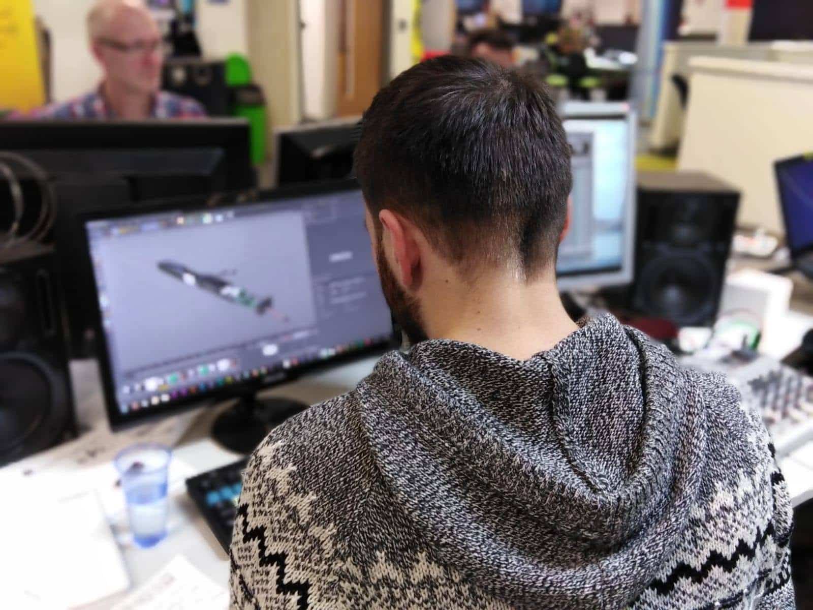 Video editing and colour grading workstation used for post-production