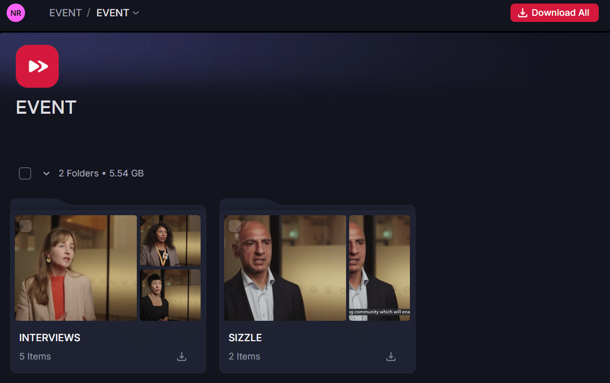 Online client portal for downloading completed video files