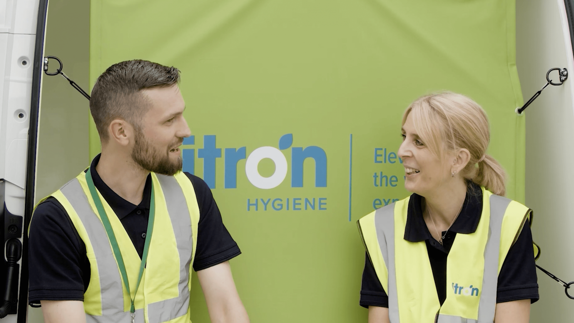 2 workers in the citron hygiene induction video