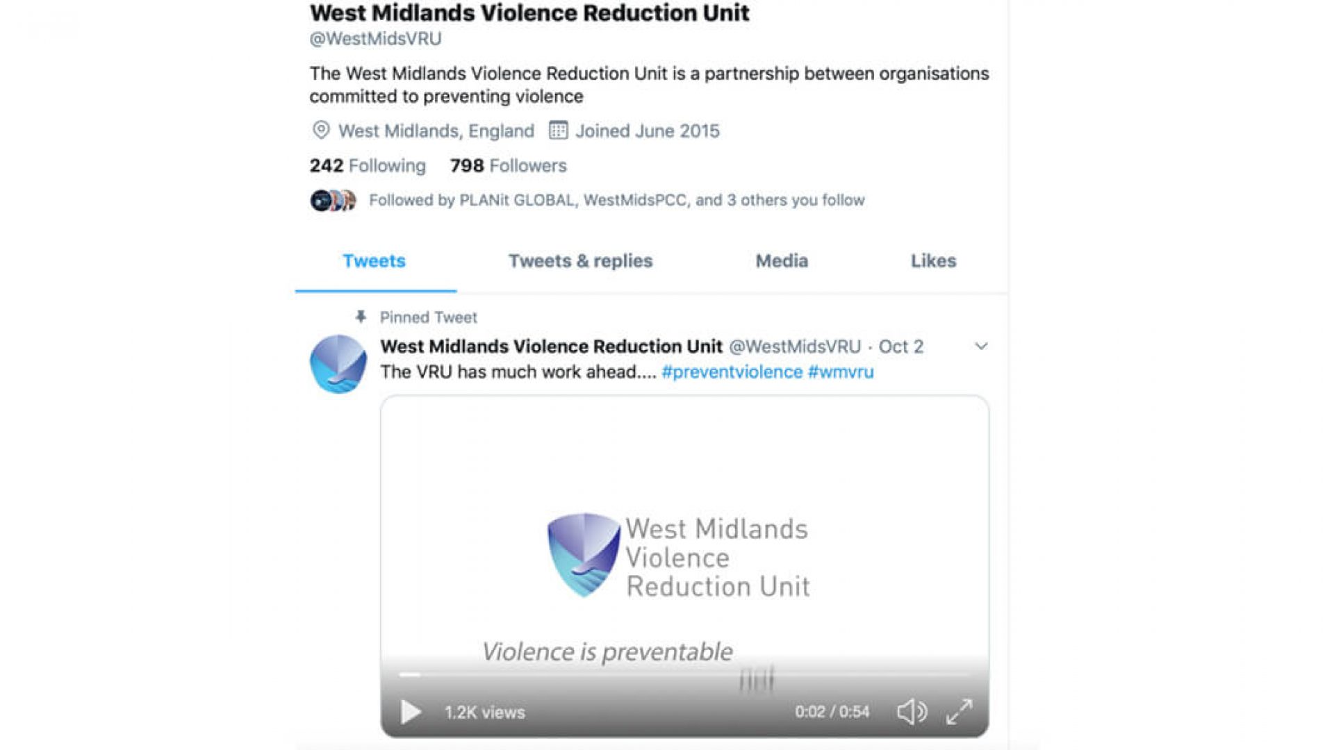 West Midlands Violence Reduction Unit Initiative Launch